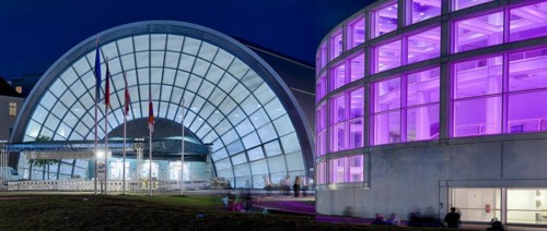 Festival of Lights Bielefeld civic hall illuminated Bielefeld Germany
