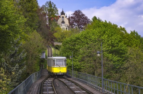 Funicular railway descent in Dresden