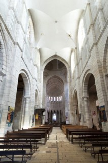 La Charite sur Loire. Nievre department. Capitals and columns of the church Notre-Dame labelled Unesco world heritage site. Bourgogne Franche Comte. France