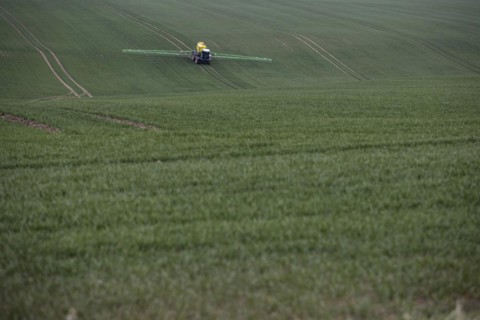 Plant protection equipment in a field near Goerlitz