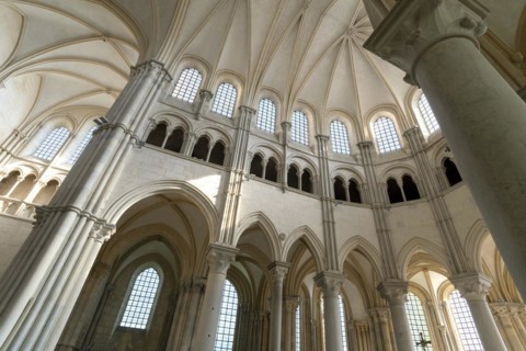 Vezelay labelled les Plus Beaux Villages de France. Architectural details of the nave of Basilica St Mary Magdalene.Unesco World heritage. Morvan regional natural park. Via Lemovicensis way to Santiag...