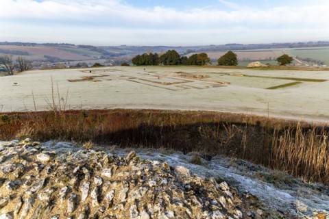 Cathedral church site from Old Sarum castle