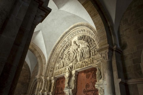 Vezelay labelled les Plus Beaux Villages de France. The Great Tympanum in the narthex