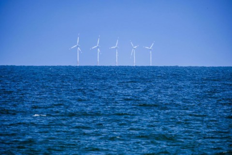 Wind turbines of the offshore wind farm EnBW Baltic 1 stand 16km off the coast of the Fischland-Darâˆšue-Zingst peninsula