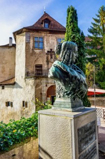Monument in honour of Annette von Droste-Huelshoff in front of the Old Castle