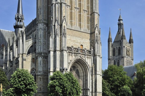 The Saint Martin's Cathedral and Cloth Hall with belfry at Ypres