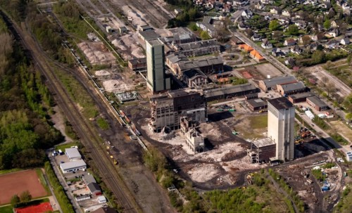 Aerial view of the deconstruction of the former Westerholt colliery on Egonstrasse