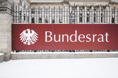 Snow in front of the Bundesrat in Berlin. 09.02.2021.