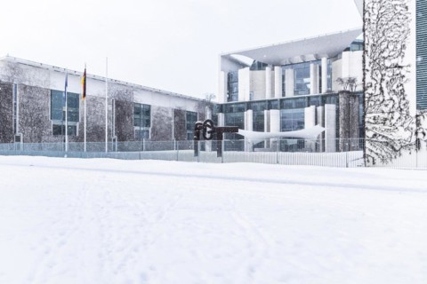 The Federal Chancellery in front of the Federal Government-Laender on the further procedure of the Corona restrictions