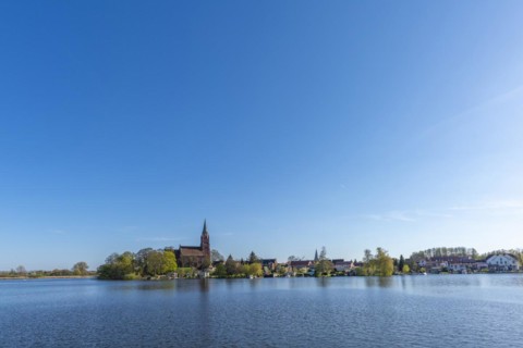 Town view Roebel with church St. Marien