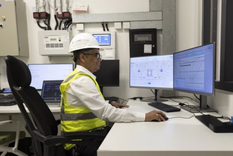 Control room of the Green Hydrogen Project at the Mohammed bin Rashid Al Maktoum Solar Park in Dubai