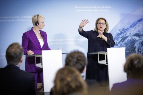 (R-L) Svenja Schulze, Federal Minister for Economic Cooperation and Development, and Cindy McCain,