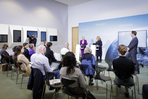 (R-L) Svenja Schulze, Federal Minister for Economic Cooperation and Development, and Cindy McCain,