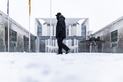 The Federal Chancellery in front of the Federal Government-Laender on the further procedure of the Corona restrictions