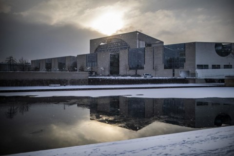 The Federal Chancellery in front of the Federal Government-Laender on the further procedure of the Corona restrictions