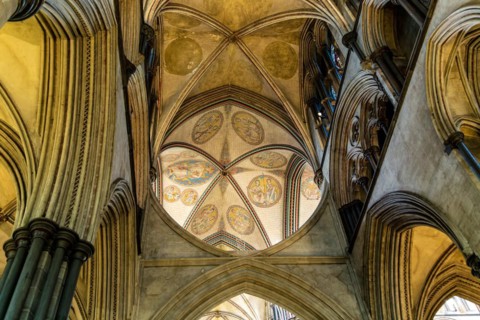 Vaulted ceiling roof inside cathedral church