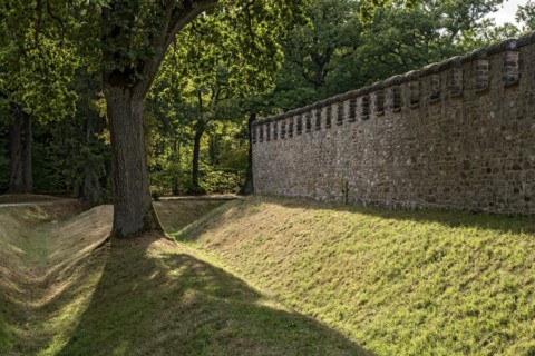 Fortified wall with battlements