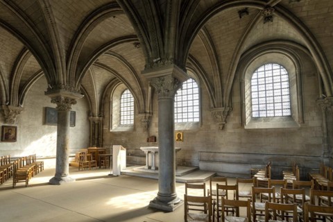 Vezelay labelled les Plus Beaux Villages de France. Chapter house of the nave of Basilica St Mary Magdalene.Unesco World heritage. Morvan regional natural park. Via Lemovicensis way to Santiago de Com...
