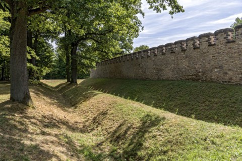 Fortified wall with battlements