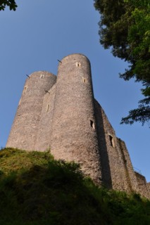 The medieval Spornburg Frauenburg in the Birkenfeld district in the morning light