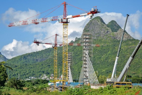 Bridge construction across the Gand River North West in BeauBassin