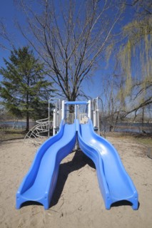 Blue slide on a playground