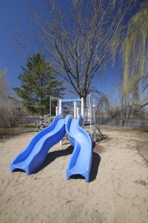 Blue slide on a playground