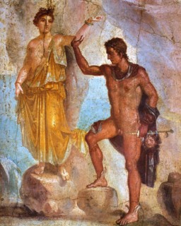 Wall painting from Pompeii from the Casa Dei Dioscuri with a depiction of Perseus and Andromeda
