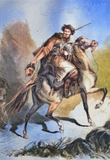 Caucasian warrior with his opponent's head cut off