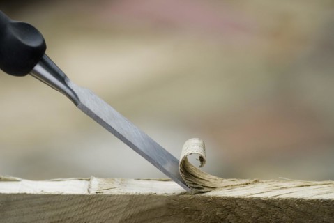 Chiselling rough wood