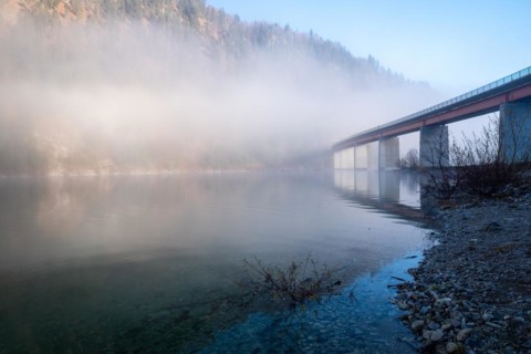 Sylvenstein Bridge in the fog