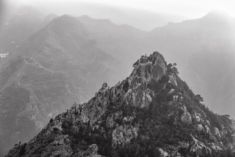 Rock formation in the evening haze