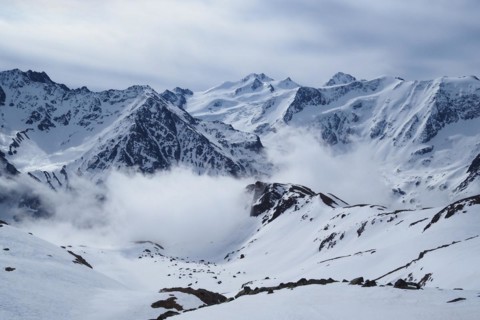 The Wildspitze in the Ötztal Alps seen from the Taschachhaus touring area