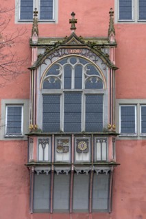Gothic ornamental bay window from 1530 at the Schöffenhaus