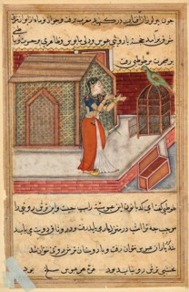 The parrot addresses Khujasta at the beginning of the forty-ninth night