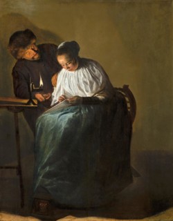 Man offering money to a young woman