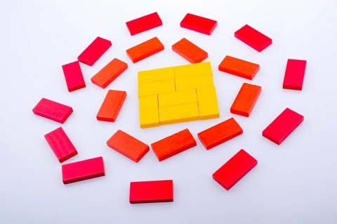 Colorful Domino Blocks on a white background