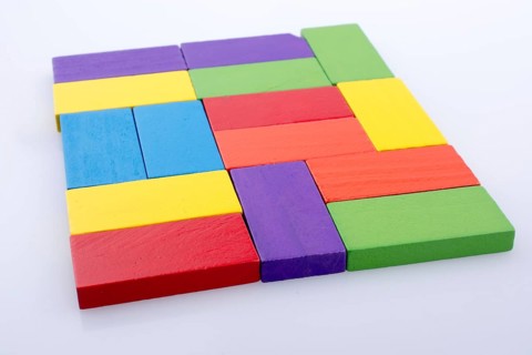 Colorful Domino Blocks on a white background
