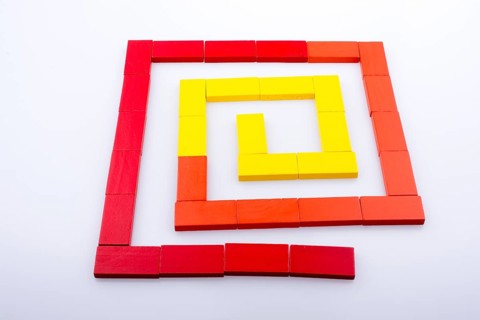 Colorful Domino Blocks on a white background