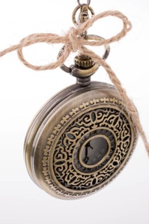 Retro style pocket watch on white background