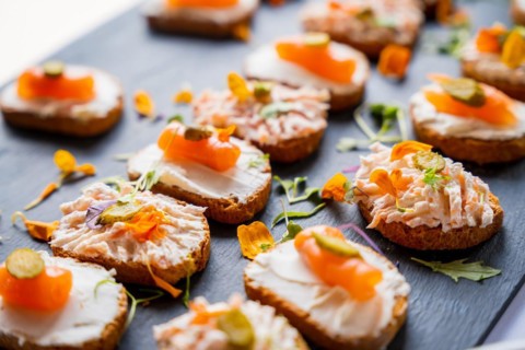 Food from a skewered salmon event