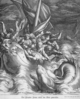 The prophet Jonah is thrown into the sea