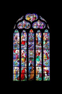 Stained glass window of St-Sauveur Cathedral