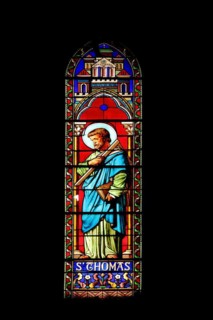 Stained glass window with Thomas of Saint-Dame-du-Bon-Remède Church