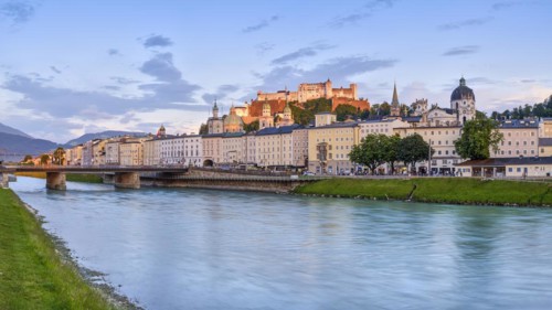 Marko Feingold Bridge with Fortress High Salzburg