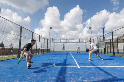 Players in action on a padel court at Kalimera Kriti Resort