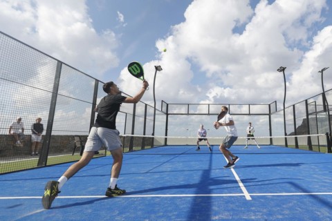 Players in action on a padel court at Kalimera Kriti Resort