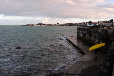 A typical maritime scene looking across at Sandy Cove on the east coast of ireland on a winter's day