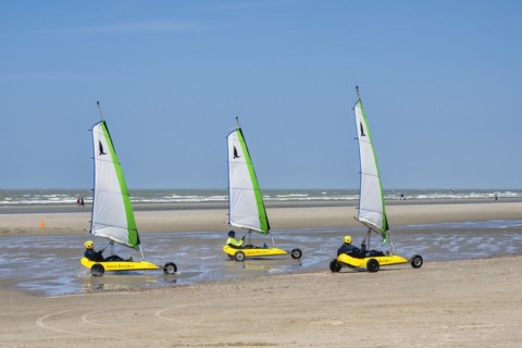 Beach sailors on the beach of De Panne