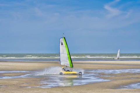 Beach sailors on the beach of De Panne
